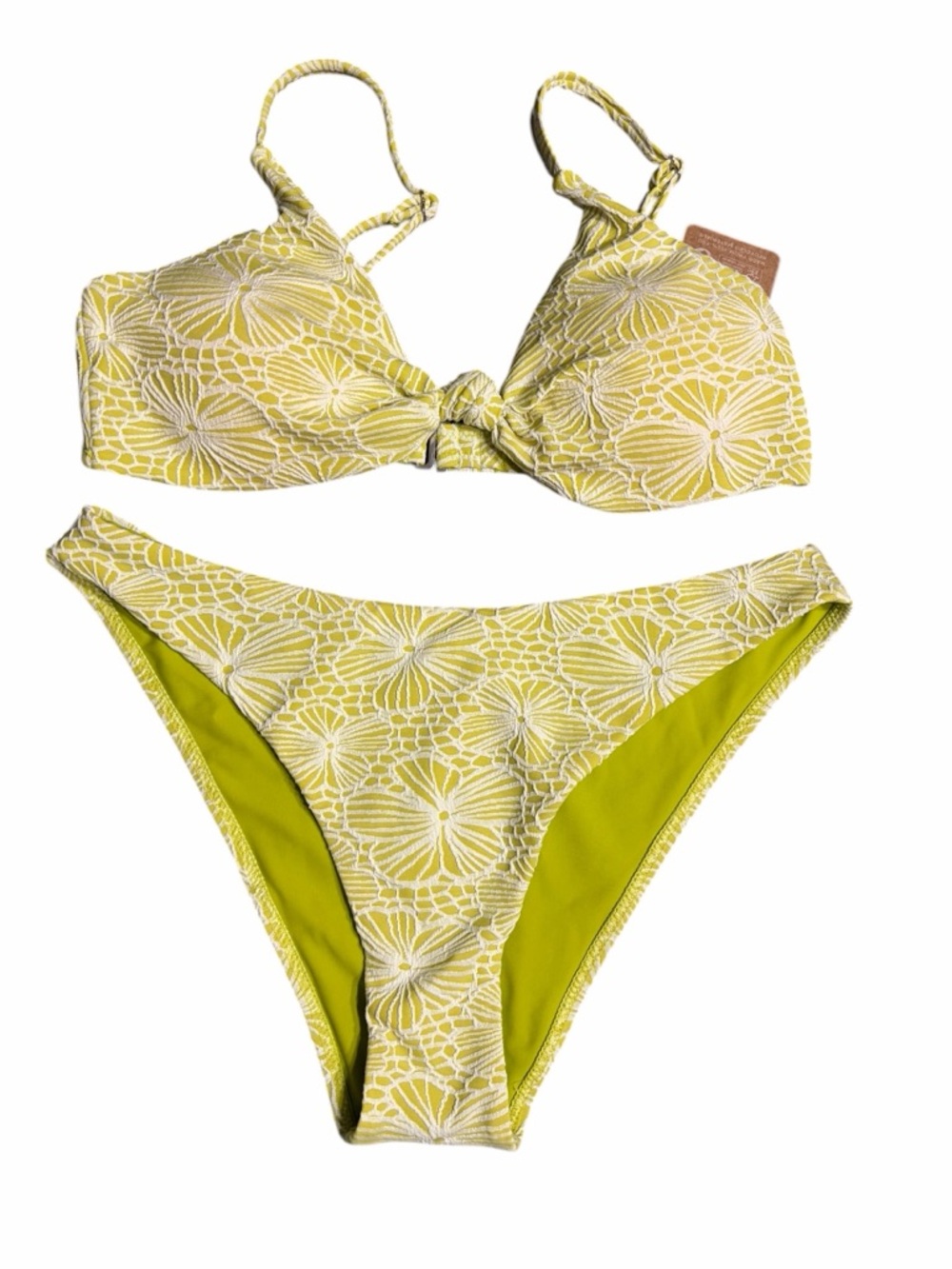 Women's Yellow Floral Lace-Print Bikini Set